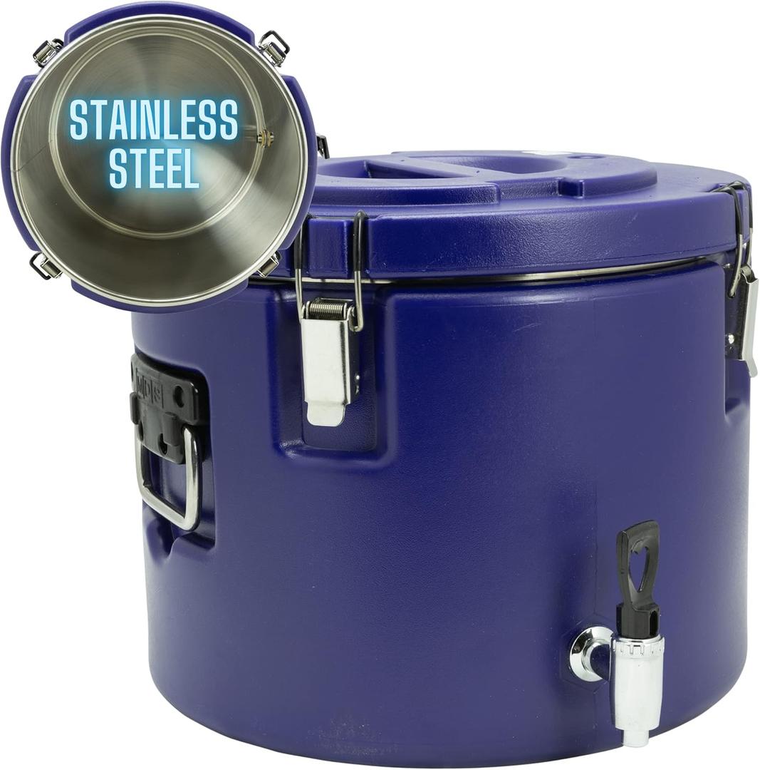 5 Gallon Insulated Beverage Cooler: 5 Gallon Water Dispenser - water dispenser with Stainless Steel Interior and Spout/Spigot, Portable Sports Cooler for Camping, Parties, and Outdoors (Blue)