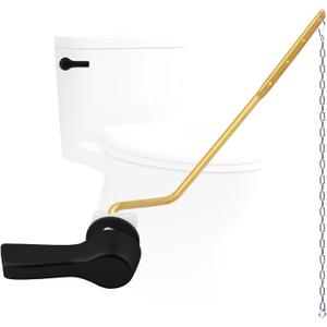 Hygie Rinse Metal Toilet Handle Lever Flush Replacement, Universal Side Mount Toilet Handle with Stainless Steel Flapper Chains, Toilet Repair Kit, Matteblack