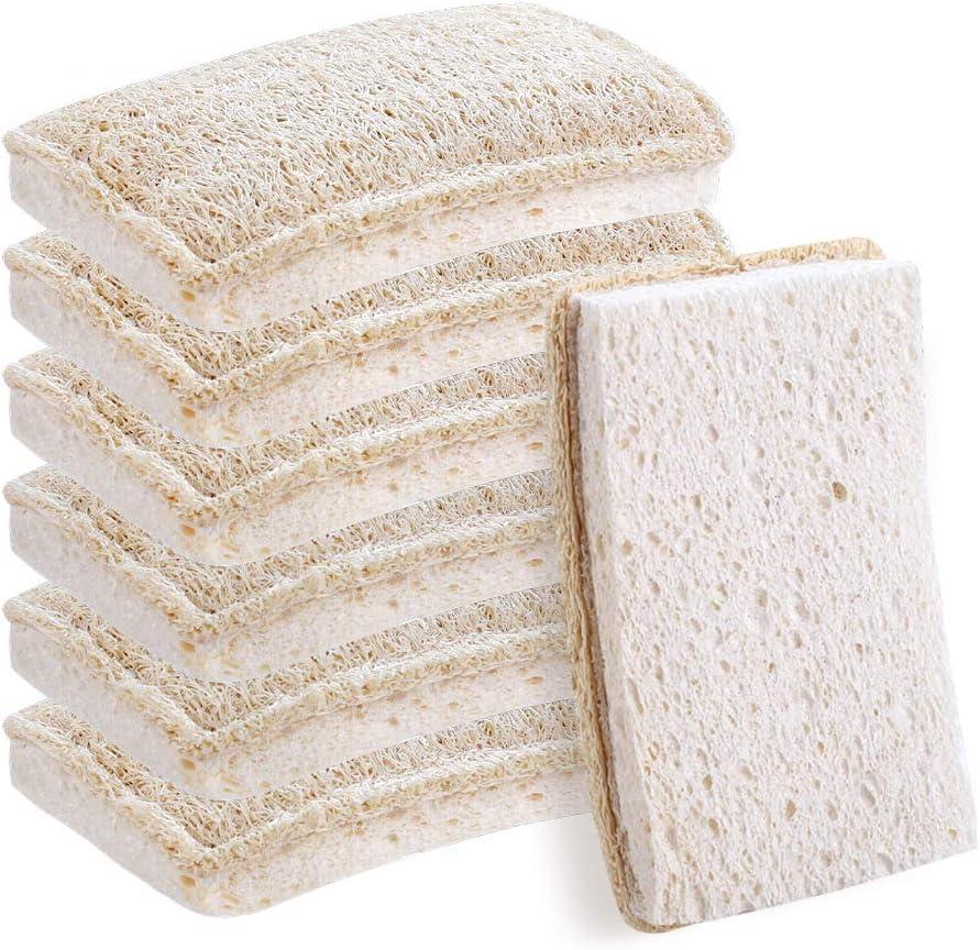 WANGDA.G Loofah Dish Sponges Kitchen,Organic Natural Sponges for Dishes, Non Scratch Eco Friendly Biodegradable for Cleaning, 6PCS