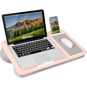 LAPGEAR Home Office Lap Desk with Device Ledge, Mouse Pad, and Phone Holder - Pink - Fits up to 15.6 Inch Laptops - Style No. 91584