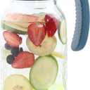 Mason Jar Pitcher 2 Quart With Pour Spout Lids 64 OZ Wide Mouth Water Pitcher Airtight And Leakproof Glass Carafe With Handle And Flip Cap For Milk, Iced Tea, Cold Brew Coffee, Juice, Infused Water