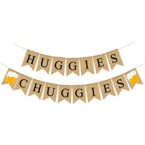 Chuggies Dad Diaper Themed Baby Shower Party Decorations,Chuggies Burlap Banner, A Baby is Brewing Baby Shower Party Supplies and Favors, Baby Q Shower Sign and Falg,BBQ Beer and Diapers Baby Shower, Black and Yellow 