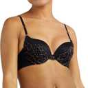 Maidenform Women's Push-Up Bra, Love The Lift Lace Demi Push-Up Bras for Women, Smoothing, Underwire, Convertible Straps (Black, M)