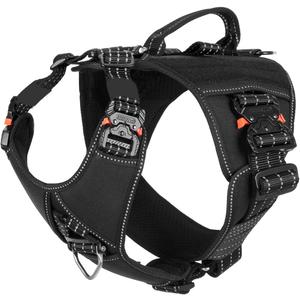 ICEFANG GN8 Tactical Dog Harness with 4X Metal Buckles for Large Sized Dogs,Reflective in Training Walking K9 Vest,No-Pull Front Leash Clip,Adjustable Pet Harness (Black, Large (Pack of 1))