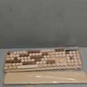 Wireless Keyboard and Mouse Combo, Round Keycaps, Full-Size Retro Typewriter Keyboard with Detachable Wrist Rest, Sleep Mode & Tilt Legs, 2.4GHz Cordless Connection for Mac/Windows/PC (Latte)