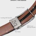 Black Mens Belt Ratchet Belts Dress Casual Leather Belt for Men With Slide Adjustable Click Buckle Gifts Box (28" to 34"Waist Adjustable)