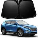 Upgrades Double Layers Car Windshield Sun Shade,Front Windshield Sunshade,240T Titanium Silver Coating,Keep Car Interior Cool,Universal Fit for Cars,Trucks,SUVs L(58 * 31inch)
