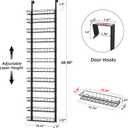 Churboro Over the Door Pantry Organizer Rack with 12 Adjustable Baskets, 12 Tiers Dual-use Spice Rack- Hanging or Wall Mount Spice Rack, Pantry Door Organizer, Black