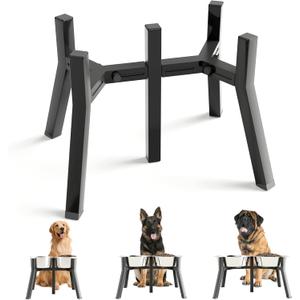 SHAINFUN Elevated Dog Bowl Stand for Medium Large Breeds, Adjustable Width for 7-10.6" Wide Bowls, 11" Tall Holder, 2-in-1 Raised Feeder (Bowl Not Included)