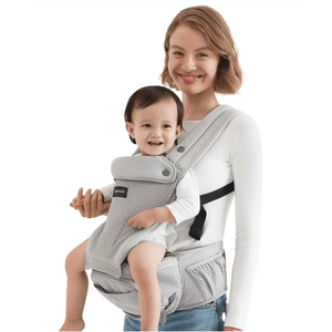 Momcozy Baby Carrier with Hip Seat, 2-in-1 Detachable Infant Hip Seat Carrier for Toddlers up to 44lbs. Breathable for Hands-Free Carrying. Fits Waist Sizes up to 47 Inches for Mom & Dad
