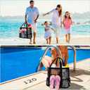 Mesh Beach Bags for Family - Women Beach Tote Bag for Toys, Towels, Travel Vacation Cruise Essentials