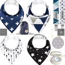 Dodo Babies Baby Bandana Drool Bib Set - 4pc Infant Bibs with 2 Pacifier Clips, Binky Case, Gift-Ready Bag - Soft Absorbent Cotton with Polyester Back - Adjustable Buttons to Fit 3-24 -Month Old Boys