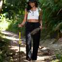 Womens Hiking Pants Quick Dry Water Resistant Lightweight Travel Golf Cargo Safari Pants Zipper Pockets (Black, XXL)