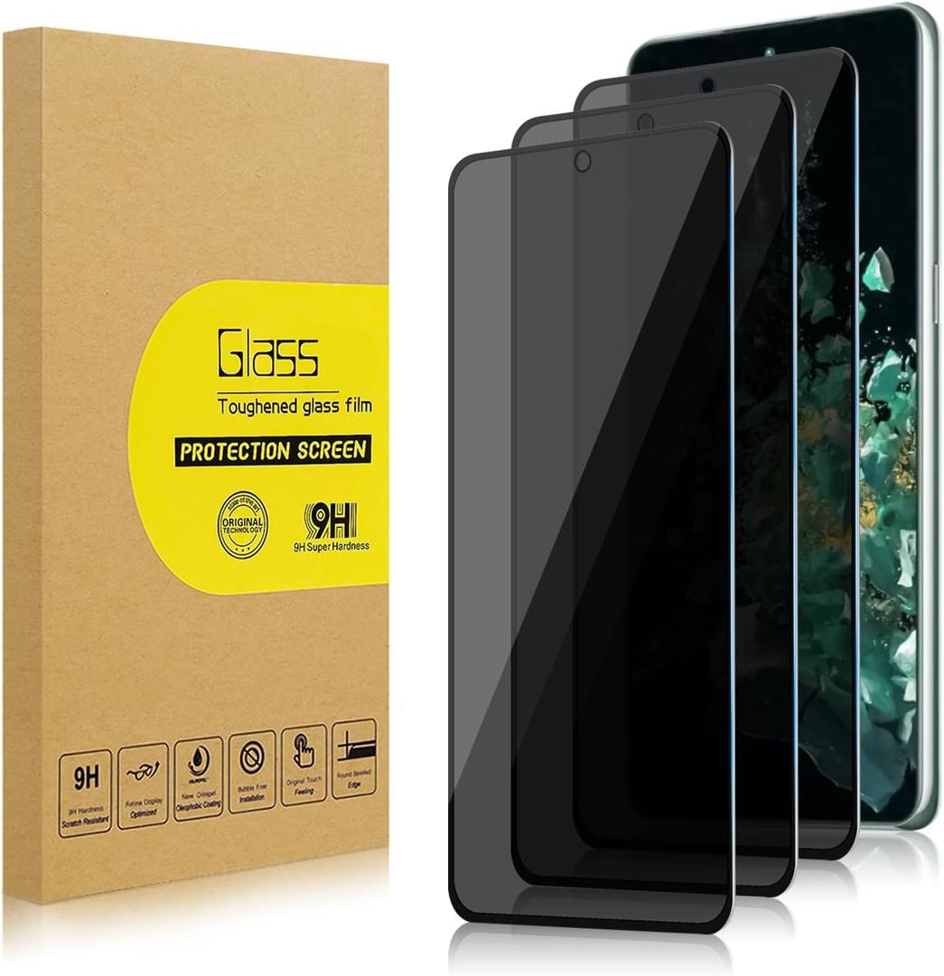 3 Pack Privacy Screen Protector for OnePlus 10T [Anti-Spy Tempered Glass], Ultra HD, Anti-Scratch, Bubble-Free, Easy Install 9H Protective Glass for OnePlus 10T