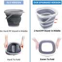 2 Pack Collapsible Buckets 10L 2.6 Gallon Cleaning Bucket Mop Bucket Folding Foldable Portable Small Plastic Water Supplies for Outdoor Garden Camping Fishing Car Wash Space Saving Square Grey Blue