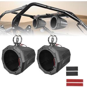 KEMIMOTO Upgraded 8" Speaker Pod Enclosure A Pairs Fit 1.5"- 2" Roll Bar Compatible with Polaris RZR Ranger Can-Am Maverick X3, Boats UTV 8-Inch Speaker Cage Pods