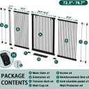 Fairy Baby 40.5" Extra Tall Baby Gate, 72.3"-76.7" Extra Wide Large Dog Pet Gate Indoor, Long Safety Child Gate for Stairs No Drill, Metal Auto Close Puppy Gate for House Doorway Walk Through, Black