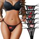 Avidlove G-String Thongs for Women Sexy Low Rise Underwear T-back Mesh Thong Panties 1-6 Pack (Medium)