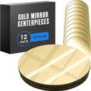 Houseables Gold Mirror Centerpieces For Tables, Round Mirrors For Centerpieces, Mirrored Trays, Round Table Plate Tray, Circle, Glass Charger, Wedding, Center Piece, Small, Base, Candle, 10 Inch, 12PK