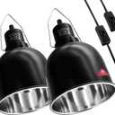 MECESOR Reptile Light Fixture, 2 Packs 5.5 Inch Deep Dome Lampshade, Reptile Heat Lamp Fixture with Separate Switches Fit for UVB Bulb Basking Heat Bulb for Reptile Glass Terrariums