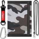 Kids Wallet for Boys Girls Teens Trifold, Canvas Toddler Wallet for Boys, Cute Zipper Wallets Youth with Coin Pocket and Card Holders, Novelty Wallets for Childrens Birthday Gifts (Camo grey02 suit)
