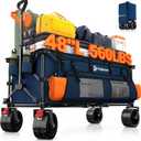 48" L Collapsible Wagon Cart Foldable, 560lbs Weight Capacity 300L Heavy Duty Folding Beach Wagons with Big All-Terrain Wheels, Utility Carts for Groceries, Shopping, Camping, Sports - Blue