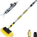 SISUPASSIE 12FT Car Wash Brush with Long Handle, Telescopic Car Wash Brush with Soap Dispenser, 12-Inch Soft Bristle Car Cleaning Brush for Cleaning Car, RV, Truck, Boat, Solar Panels, Yellow