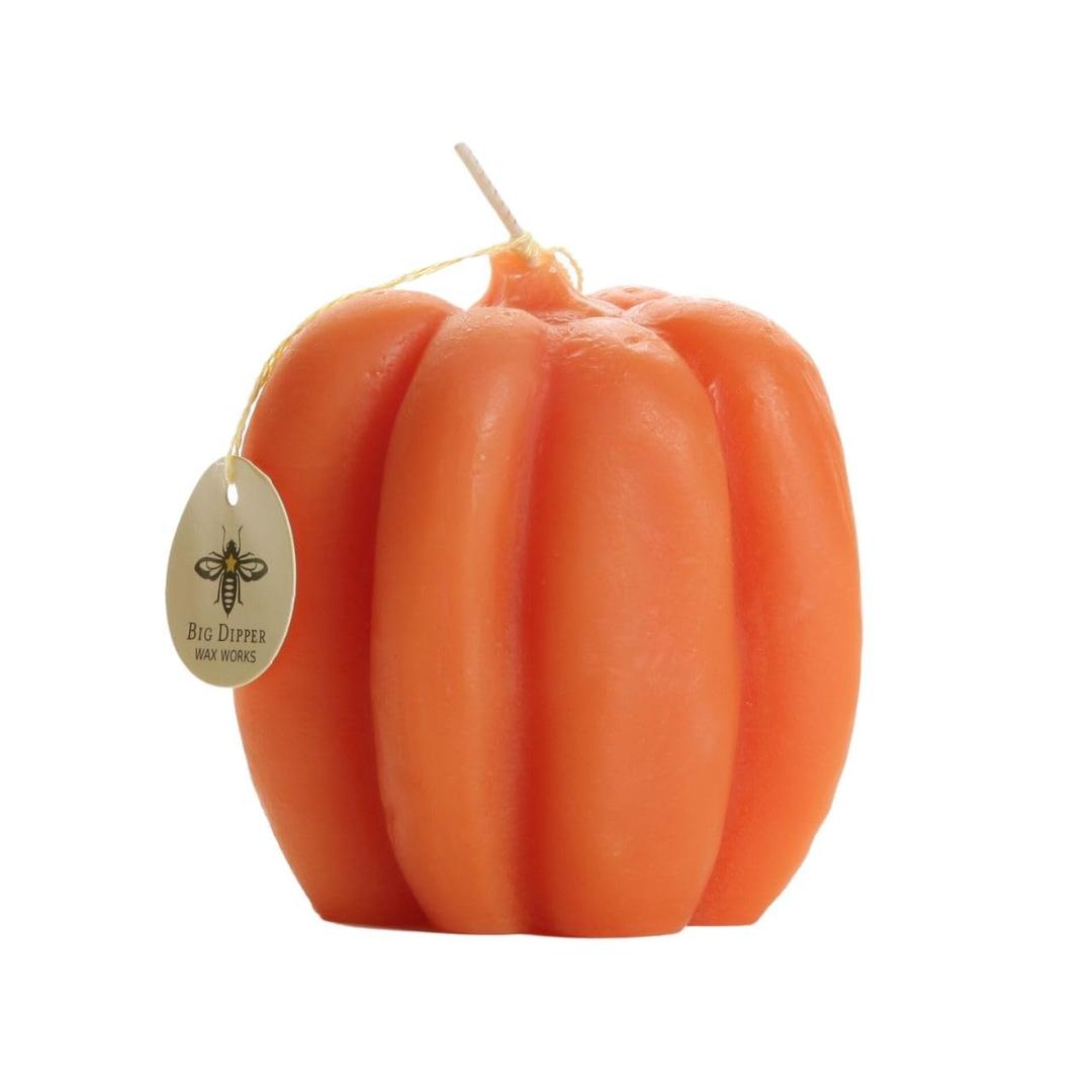 Big Dipper Wax Works Beeswax Pumpkin Candle  Medium (3"  3.25") Light Orange | Handcrafted 100% Pure Beeswax, 35-Hour Burn | Unscented Fall Dcor & Halloween Centerpiece