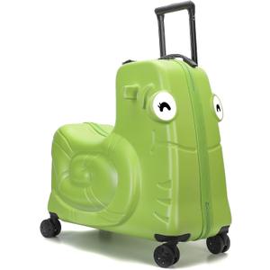 Kids Ride-on Luggage with Spinner Wheels Suitcase, Kid's Ride-On Suitcase Help Your Child Relax, Carry On Trolley Luggage with Password Lock (Green, 22 inches)