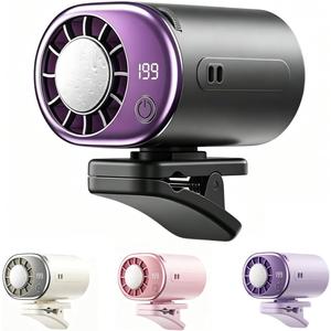 Clip On Fan with Led Display, Portable Ac for Car, 16°C Cooling System, 360° Rotation & 199 Speeds Adjustable Mini Car Fan, Car Air Conditioner, Personal Fan for Vehicle, Office, Outdoor Use (Black)