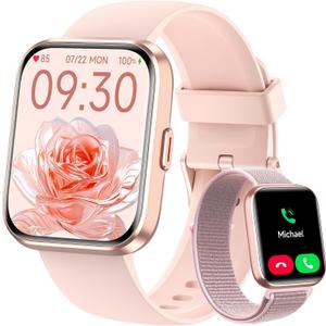 Smart Watches for Women, 1.8" Touch Screen Fitness Tracker for Android & iPhone, Answer/Make Calls, Alexa Built-in, Heart Rate/Sleep/SpO2 Monitor Smartwatch, IP68 Waterproof 101+ Sport Modes, 2 Bands
