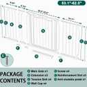 Fairy Baby 53.1"-62.5" Extra Wide Baby Gate for Stairs, Pressure Mounted Dog Gates for Doorways Indoor, Auto-Close Metal Pet Gate for House, No Drill Easy Walk Thru Safety Child Gate with Door, White