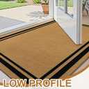 OLANLY Front Door Mat, Low Profile Doormat, Stain and Fade Resistant, Easy to Clean, for Indoor and Outdoor Entrances, Patio Porch or Entryway, Brown (30x17 Inch, Classic Border)
