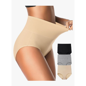 Eiggam Tummy Control Underwear Soft High Waisted underwear Full Coverage Briefs Breathable Postpartum Cotton Womens Panties, Size:L