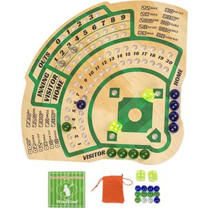 WodGod Baseball Board Game,Baseball Dice Board Game,Solid Wood,12 Colourful Beads and Dice,Manual Included,Portable,Perfect for Home Party,Family Night and Road Trip (Sector)