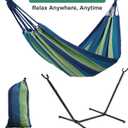 Hammock with Stand for Outside,600lb Weight Capacity 3-in-1 Adjustable Height Portable Hammock for Outdoor&Indoor Camping Backyard Bedroom(Hammock, Stand & Carry Bag)