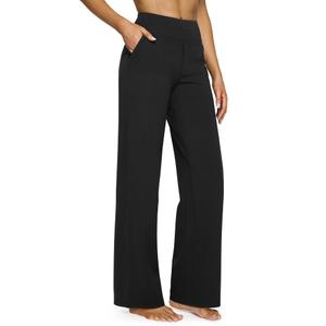 Wide Leg Pants Woman Yoga Pants with Pockets Loose Casual Palazzo Fashion Sweatpants Stretch Dress Work Clothes, Size L
