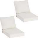 COZYVIDA Outdoor Deep Seat Cushion Set of 2,24" x 27.5"x4.5" Patio Cushions Resilient Foam Filling, Water-Resistant Stain-Resistant UV-Resistant 1000+ Hrs, Weather Resistant,YKK Zippers,Almond, 24"x27.5"x4.5" 2sets