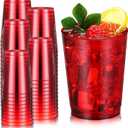 Minatee 100 Count Plastic Cups Disposable Fancy Cups Heavy Duty Wine Cocktail Glasses for Mother's Day, Wedding, Graduation, and Birthday Party Plastic Drinking Tumblers(Red,10 oz)