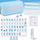 Portable Mahjong Set 160 Pieces of Thin Mahjong Tiles and Soft Carrying Case, Rule Cards for Beginners Nice for Travel, Family Gatherings Nights(Vintage), 8.7 x 4.7 x 2.8 inches