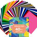 HTVRONT Permanent Adhesive Vinyl Sheets for Cutting Machine, 40 Sheets 12" x 12" Permanent Vinyl Bundle for Cups, Decals, Craft Projects