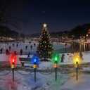 Jumbo Christmas Pathway Lights Outdoor, 7FT 4Pcs Multicolor LED Connectable Plug in Walkway Lights for Driveway, Yard, Fence Decor, Green Wire, Waterproof & UL Listed