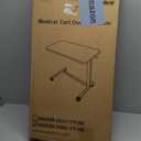 Vaunn Medical Pneumatic Adjustable Overbed Bedside Table with Wheels (Hospital and Home Use) (Black)