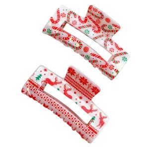 Christmas Hair Claw Clips with Elegant Reindeer & Candy Cane Design, Christmas Hair Accessory for Holiday Parties, Festive Events and Seasonal Gatherings, Xmas Hair Clip for Girls, Women and Adults