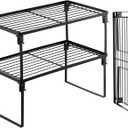 Tomorotec [2 Pack] Stackable Kitchen Storage Shelf Rack, Foldable Spice Rack Cabinet Organization Storage Shelves, Kitchen Shelves, Kitchen Counter & Cabinet Shelf Organizer,