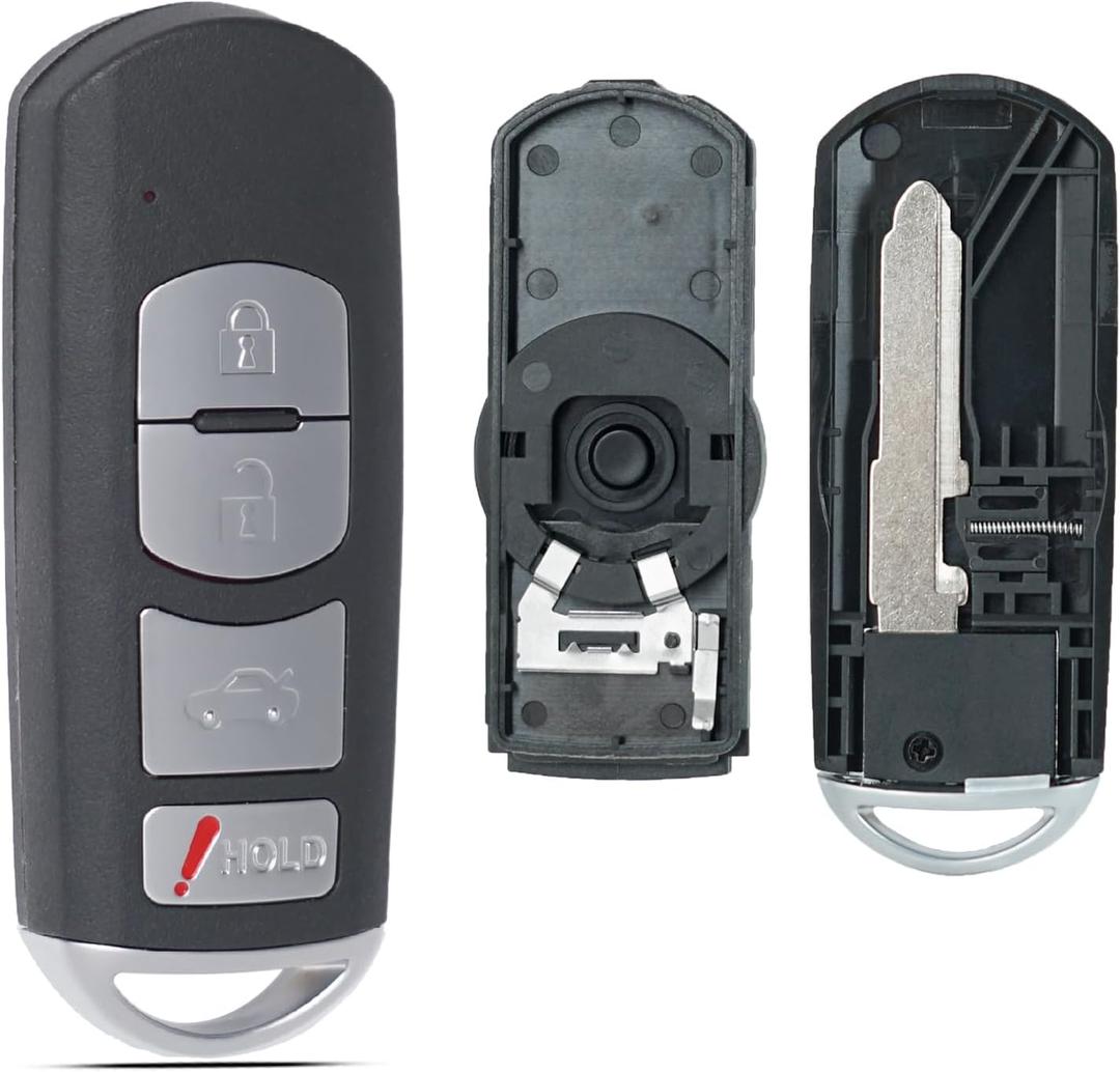Key Fob Shell Case Replacement Fits for Mazda 3 6 Miata MX-5 CX-5 CX-9 2014 2015 2016 2017 2018 2019 Keyless Entry Remote Control 4 Button Pad Key Fob Cover