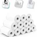 12 Rolls Mini Thermal Printer Sticker Paper Self-Adhesive, Notebuddy Mini Printer Sticker Maker Paper for Kids Instant Camera Refill and Study Notes, Photo, DIY, Scrapbooking, 57x25mm, White