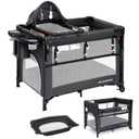 ELEMARA 5 in 1 Pack and Play, Adjustable Baby Bedside Bassinet Sleeper,1-Second Setup Foldable Playard from Newborn to Toddles,Bedside Crib with Changing Table,Portable Travel Bassinet,Ziper Door,Gray