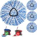 4 Pack Spin Mop Head Replacement for O Cedar RinseClean Spin Mop Refill, Mop Replace Head for Only 2-Tank System, Fluffy Microfiber, Machine Washable (Blue)