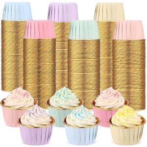 Geiserailie 100 Pcs Pastel Cupcake Liners Pastel Cupcake Foil Wrappers Snack Bowls for Parties Wedding Bridal Shower Birthday Supplies